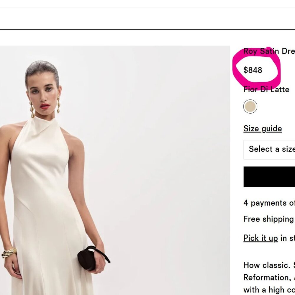 Reformation Fior Di LAtte Roy Satin Dress - Picture 2 of 9